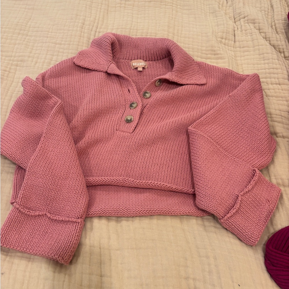 Show Me Your MuMu Pink Cowl Neck Sweater